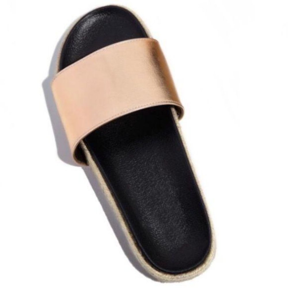 RESTOCKED- Espadrille Slides in Rose Gold - Picture 4 of 5